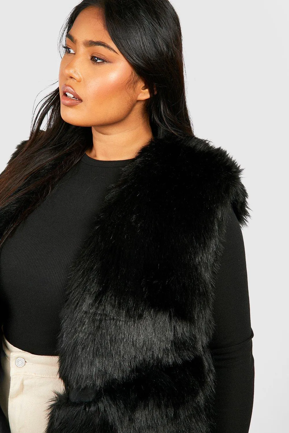 Jackets & Coats | Plus Faux Fur Panelled Gilet | boohoo