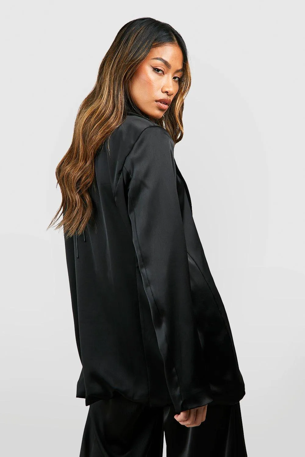 Jackets & Coats | Premium Satin Relaxed Fit Blazer | boohoo