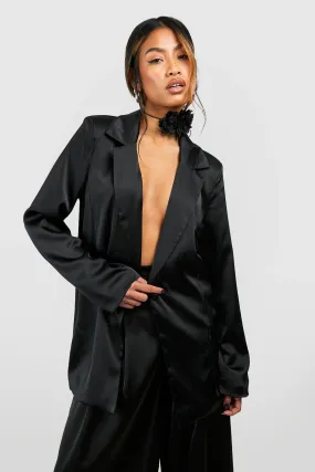 Jackets & Coats | Premium Satin Relaxed Fit Blazer | boohoo