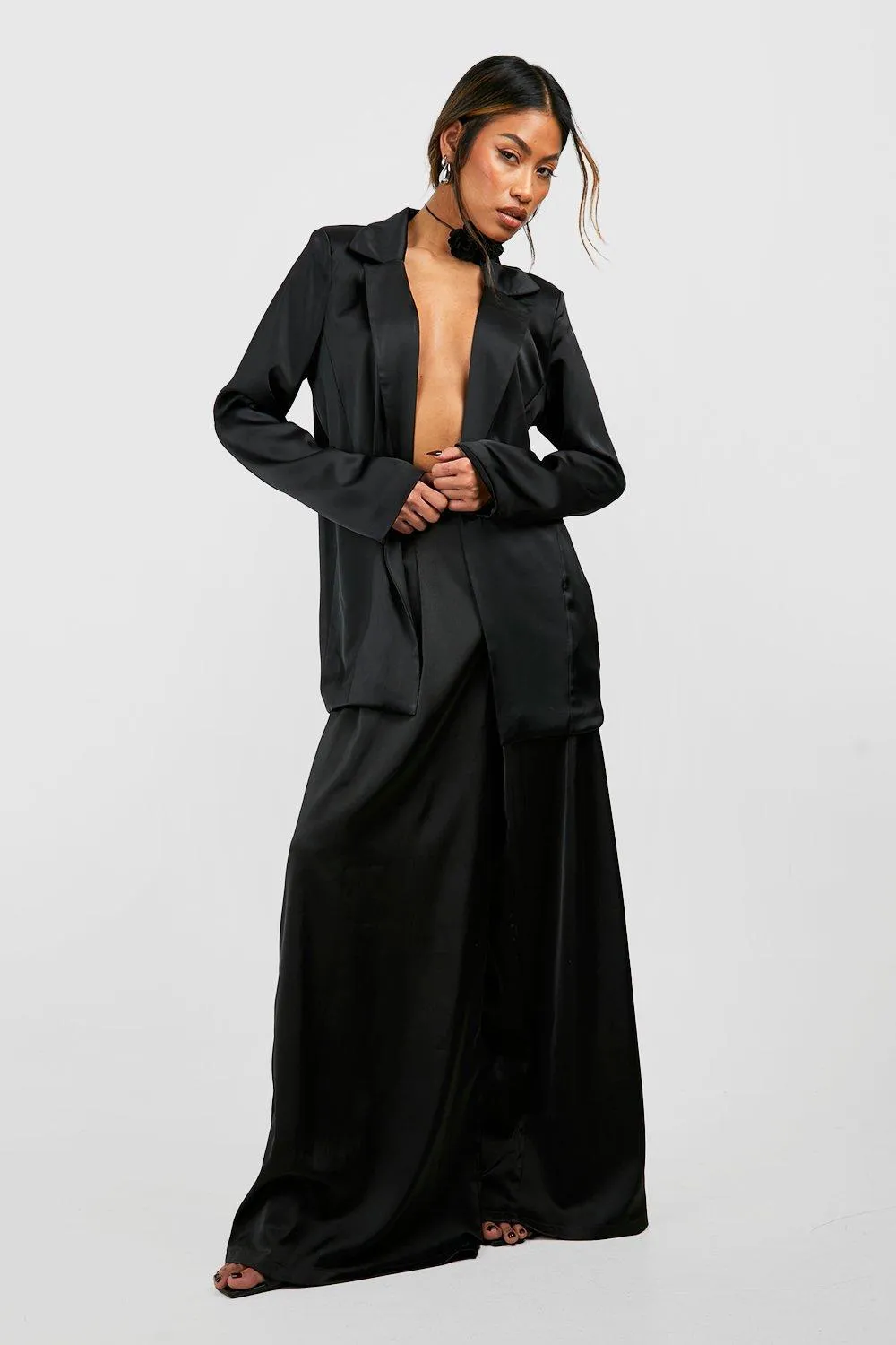 Jackets & Coats | Premium Satin Relaxed Fit Blazer | boohoo