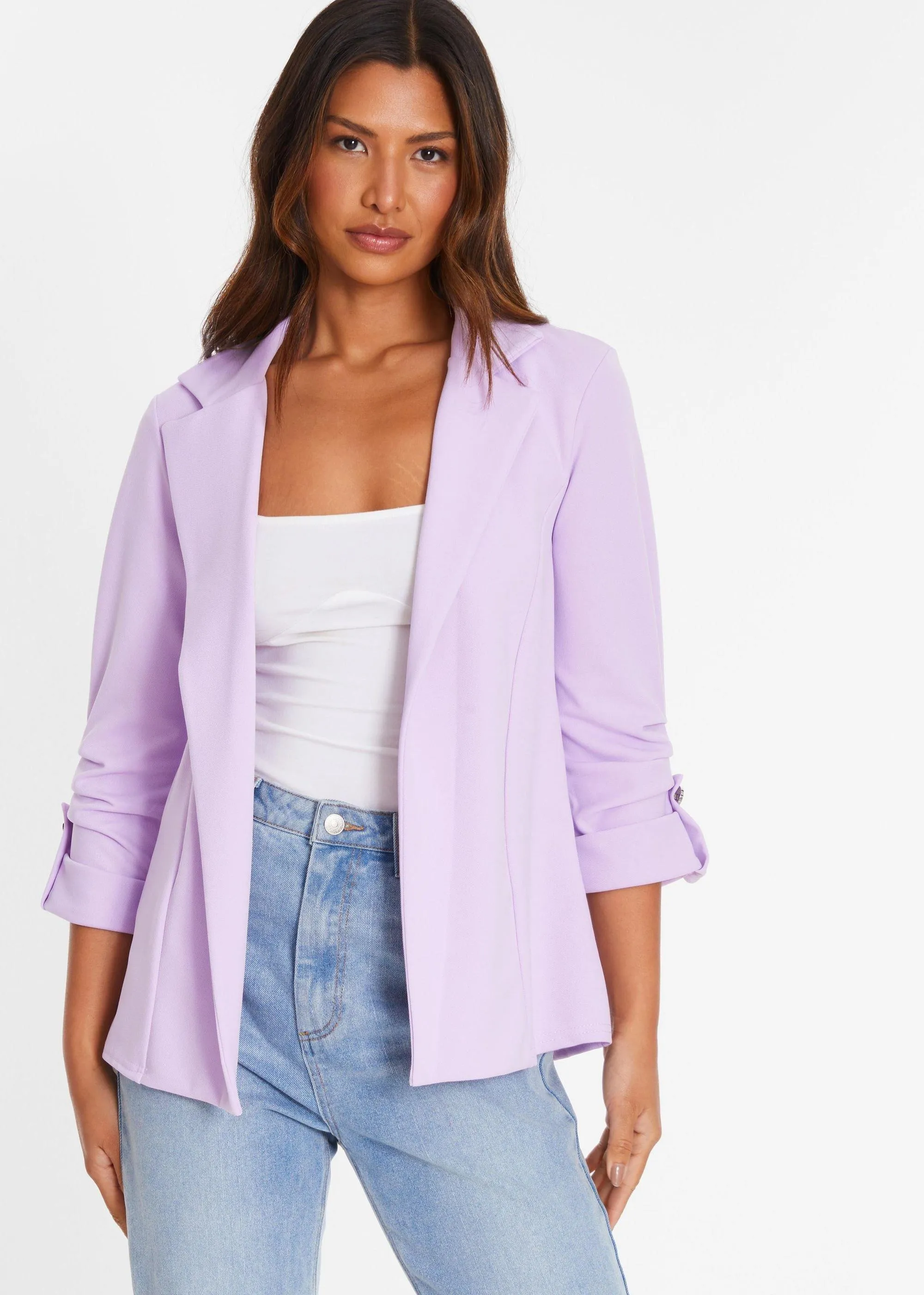 Jackets & Coats | Ruched Sleeve Tailored Blazer | Quiz