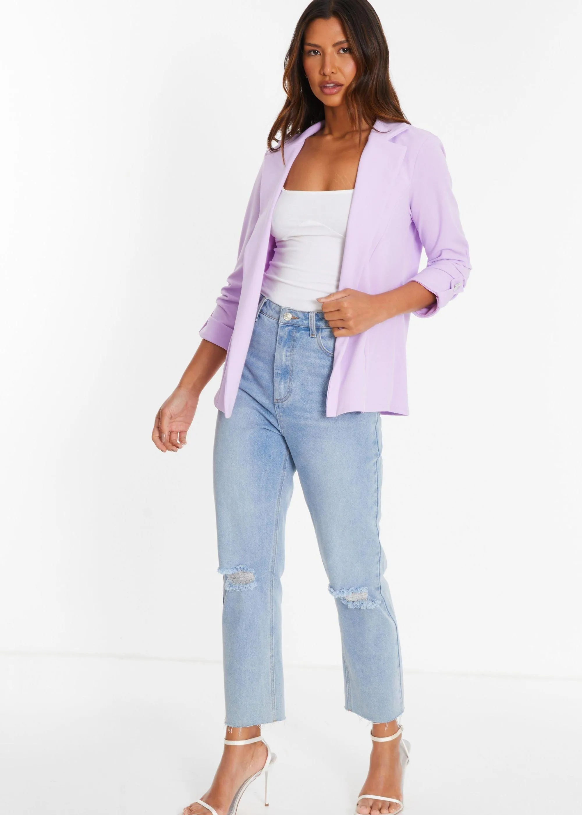 Jackets & Coats | Ruched Sleeve Tailored Blazer | Quiz