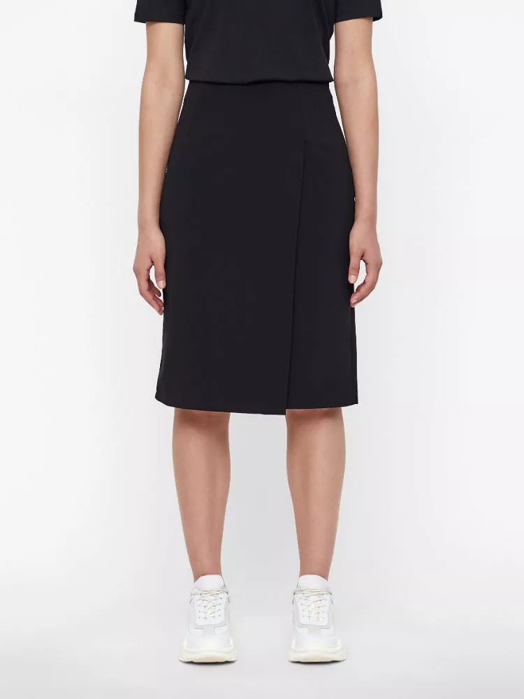 J.Lindeberg Womens Silva Sport Drape Skirt - BLACK ARROW