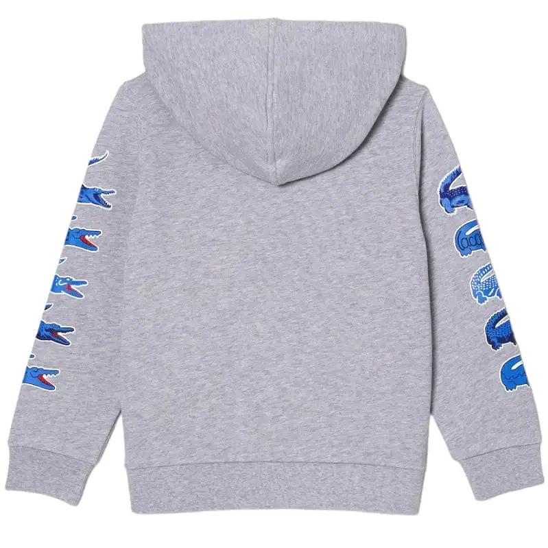 Kids Lacoste Contrast Crocodile Hoodie (Grey Chine) SJ1241-51