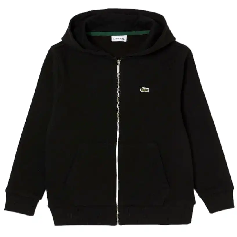 Kids Lacoste Kangaroo Pocket Zip-Up Hoodie (Black) SJ9723-51