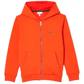 Kids Lacoste Kangaroo Pocket Zip-Up Hoodie (Orange) SJ9723-51