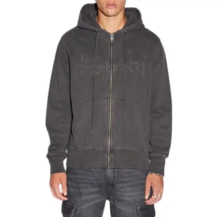 Ksubi Kash Zip Thru Hoodie (Faded Black) MSP24FL001