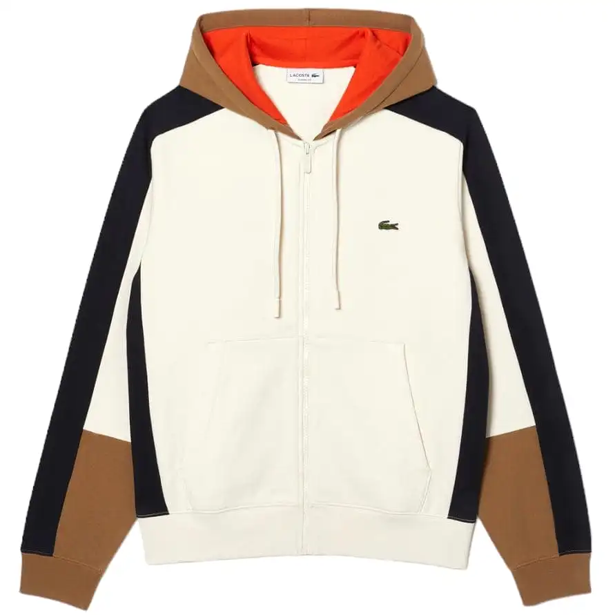 Lacoste Colorblock Hoodie (Off White/Brown/Navy) SH1301-51