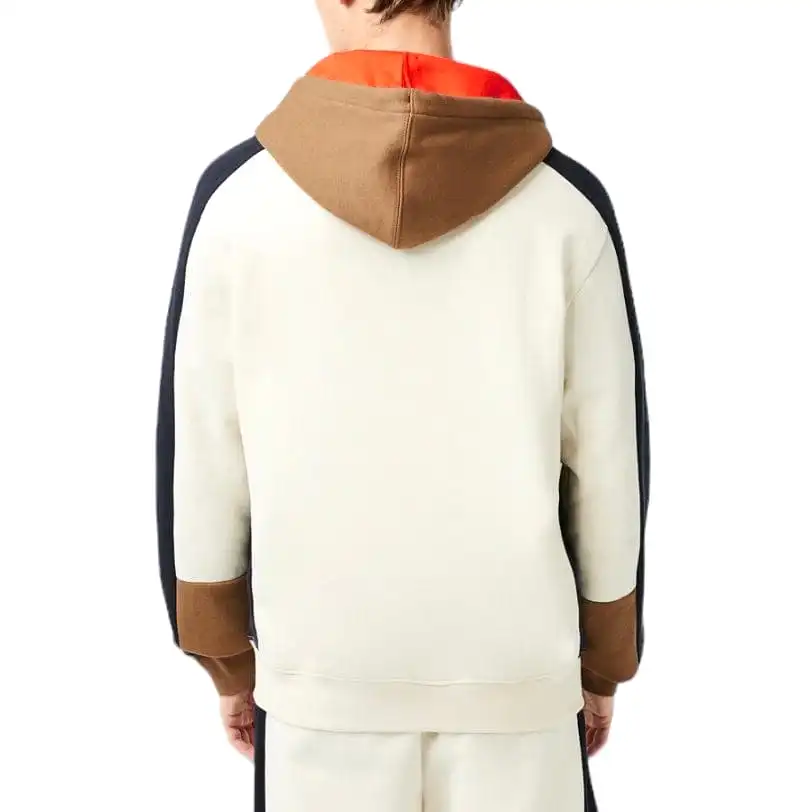 Lacoste Colorblock Hoodie (Off White/Brown/Navy) SH1301-51