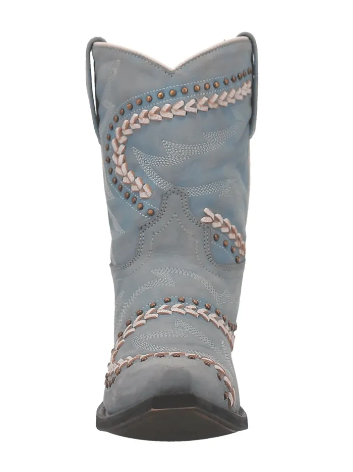 Laredo 52401 Womens Fancy Leather Boot With Studs Sky Blue