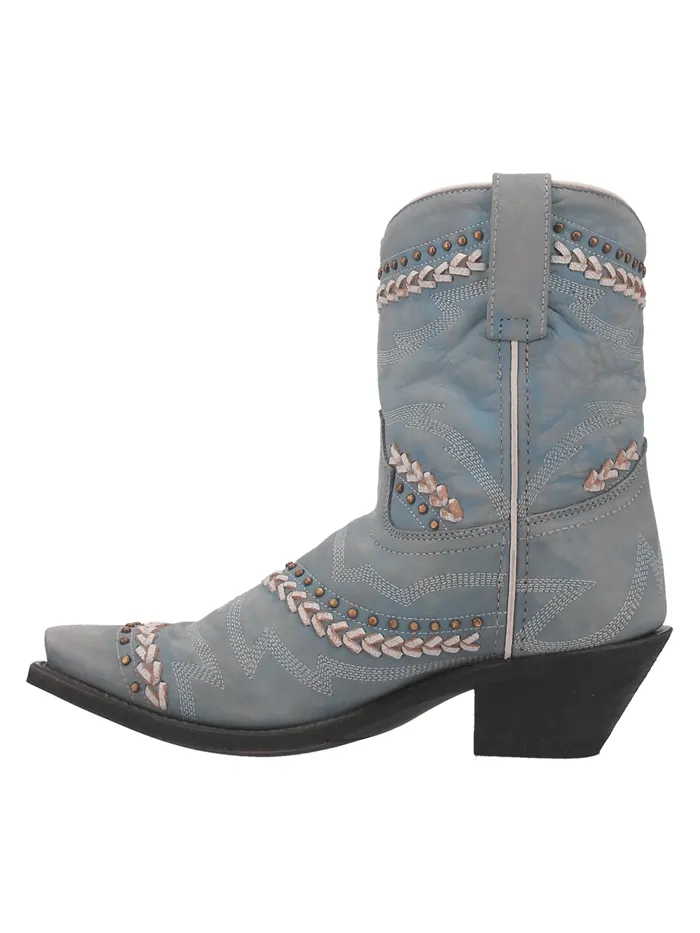 Laredo 52401 Womens Fancy Leather Boot With Studs Sky Blue