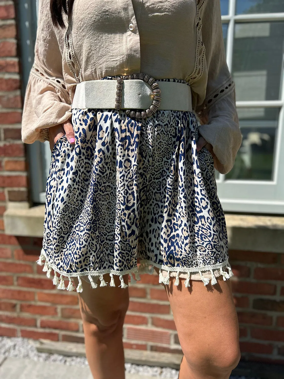 Leopard Print Tassel Shorts Lucia