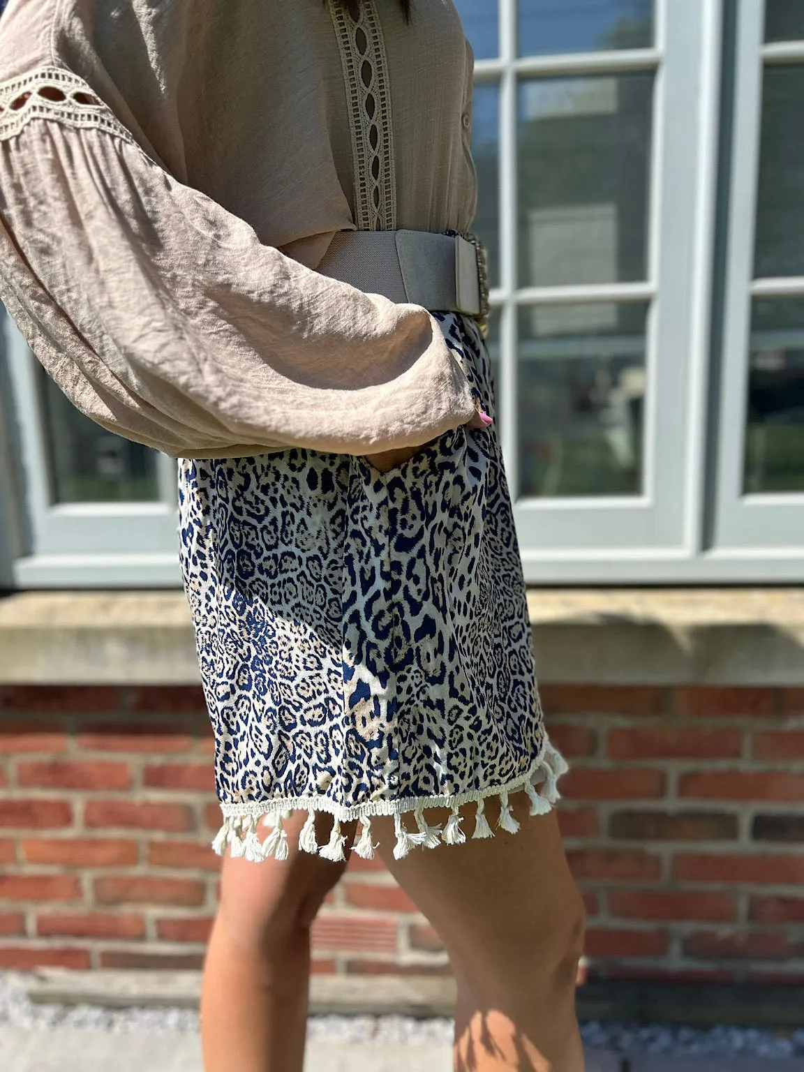 Leopard Print Tassel Shorts Lucia