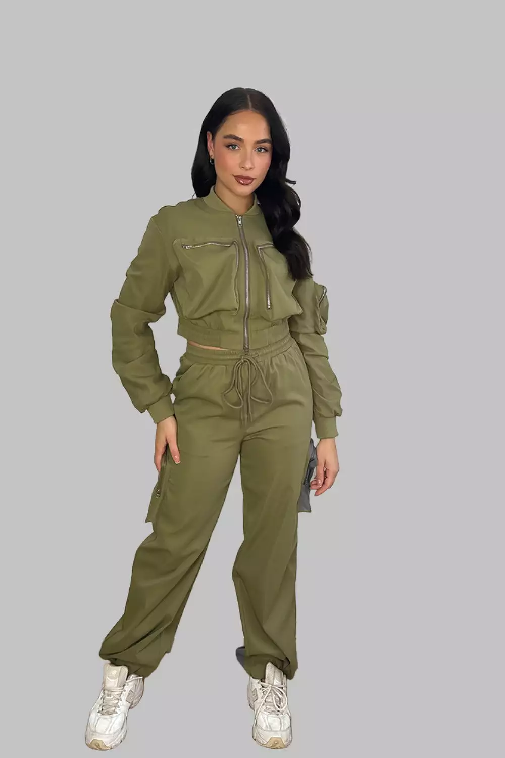 Lightweight Cargo Trousers And Bomber Jacket Set