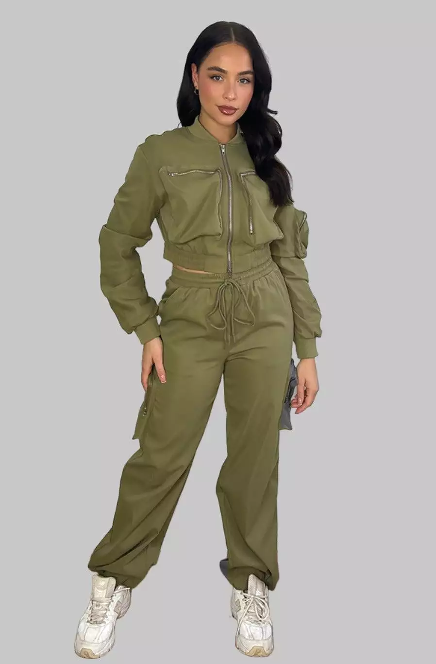 Lightweight Cargo Trousers And Bomber Jacket Set