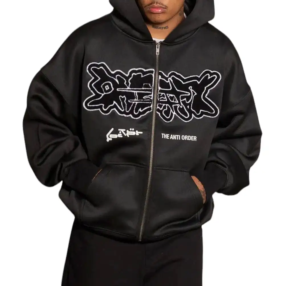 Loiter X The Anti Order Zip Hoodie (Black)