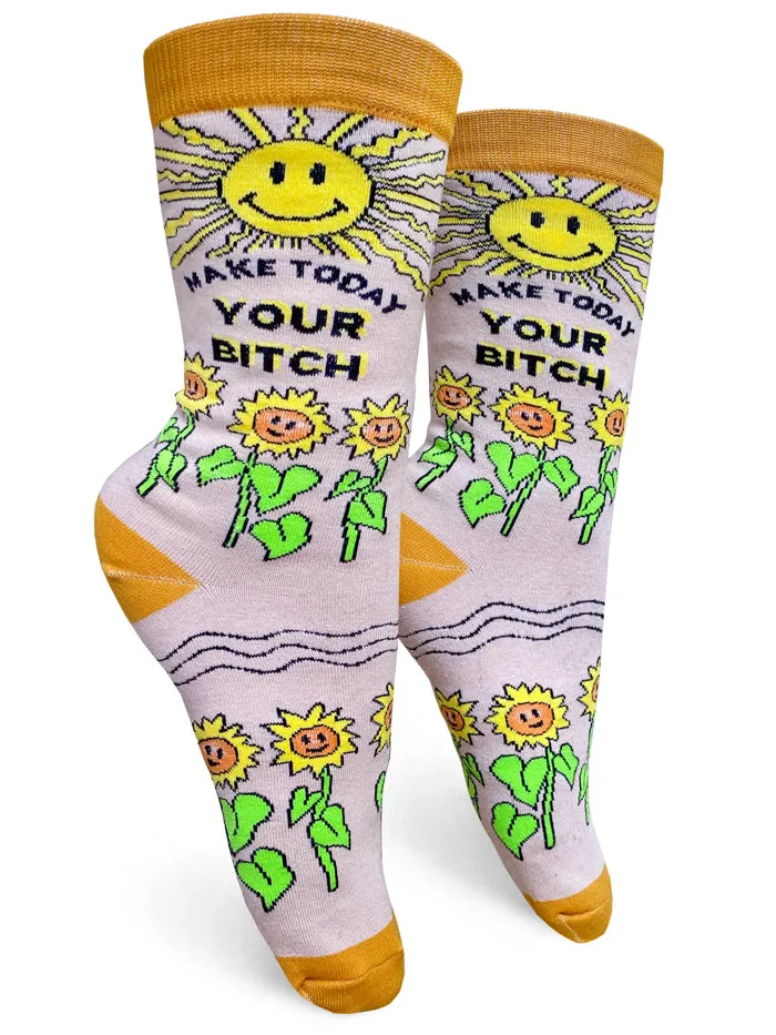 Make Today Your Bitch Womens Crew Socks