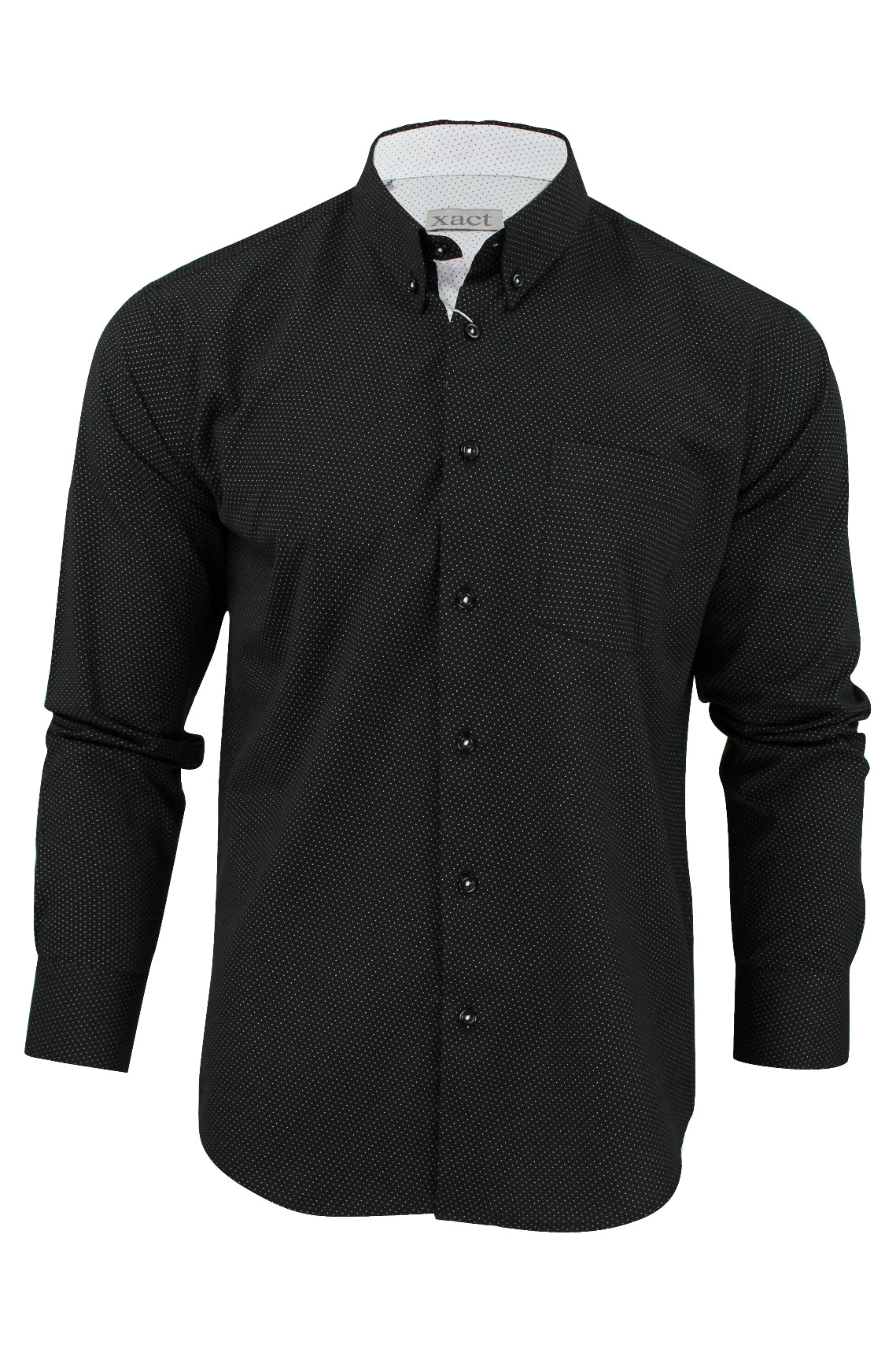 Mens Long Sleeved Shirt by Xact Clothing Mini Polka Dot