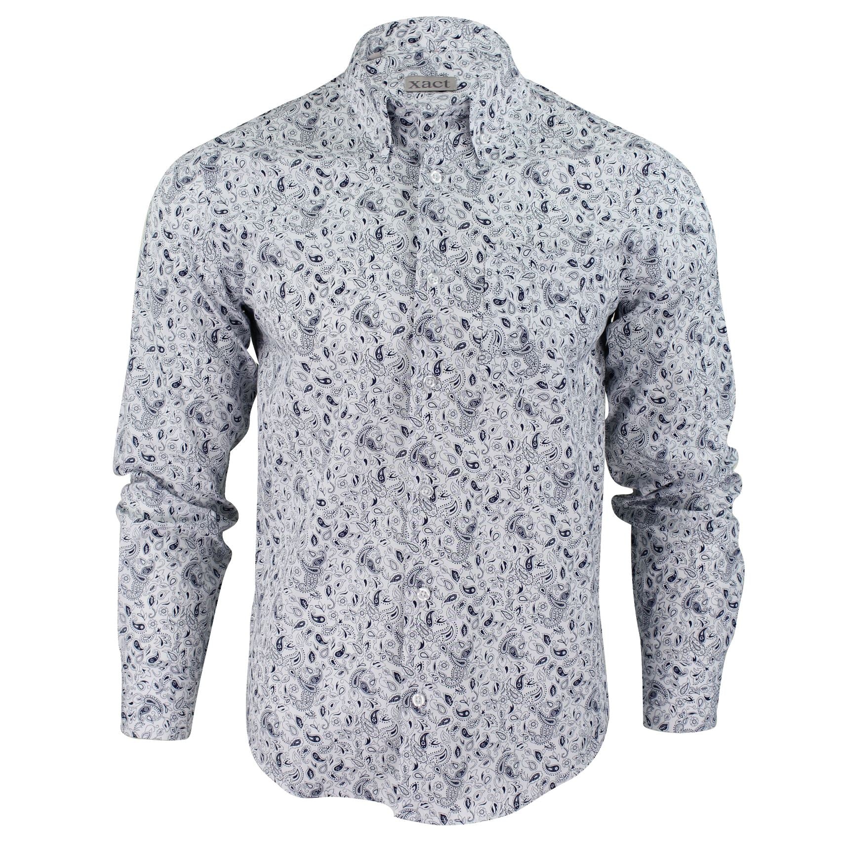 Mens Shirt Paisley by Xact - Fashion Long Sleeve Button Down