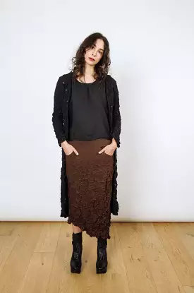 Moth Asymmetrical Long Skirt | Chocolate