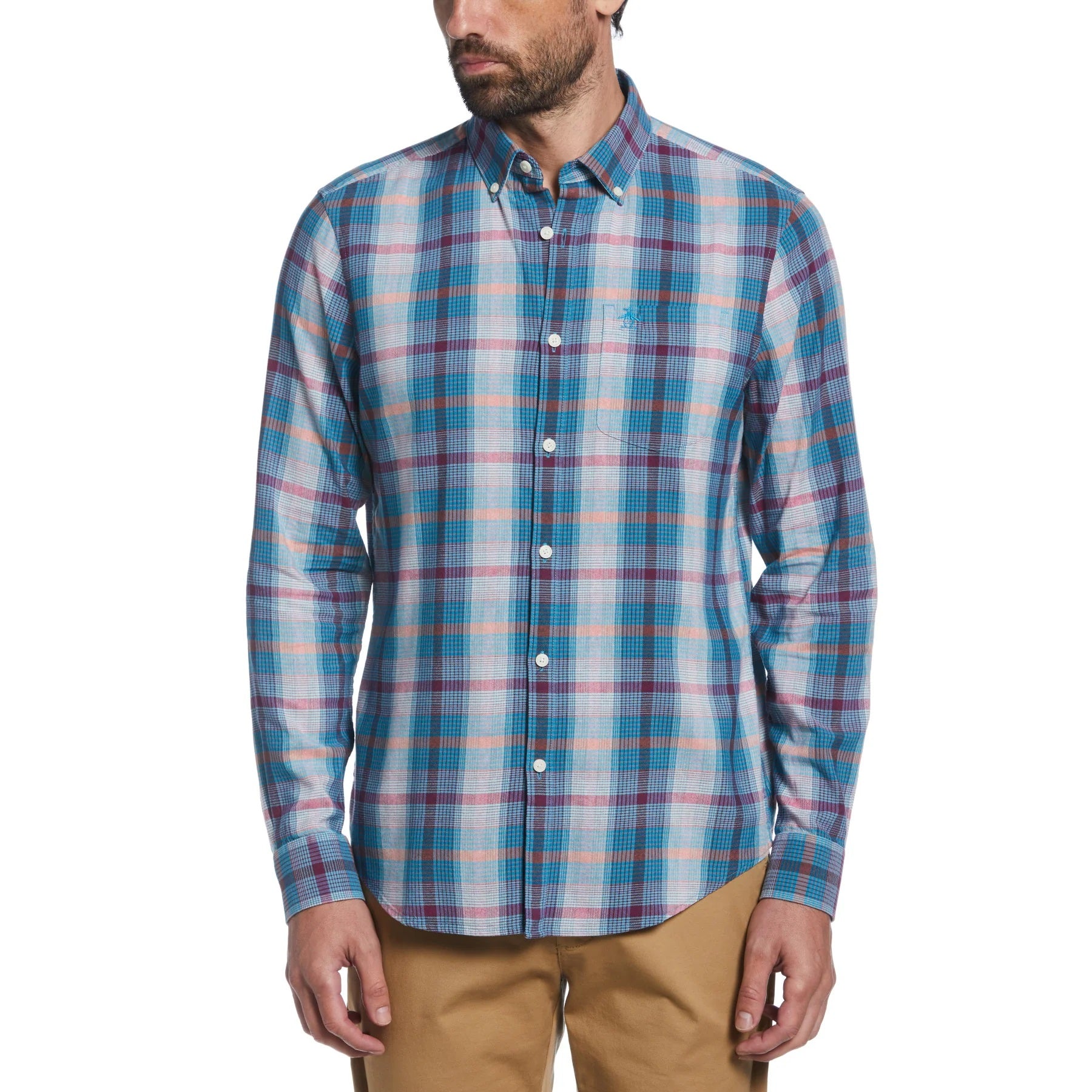 Original Penguin Mens Plaid Check Shirt - Long Sleeved