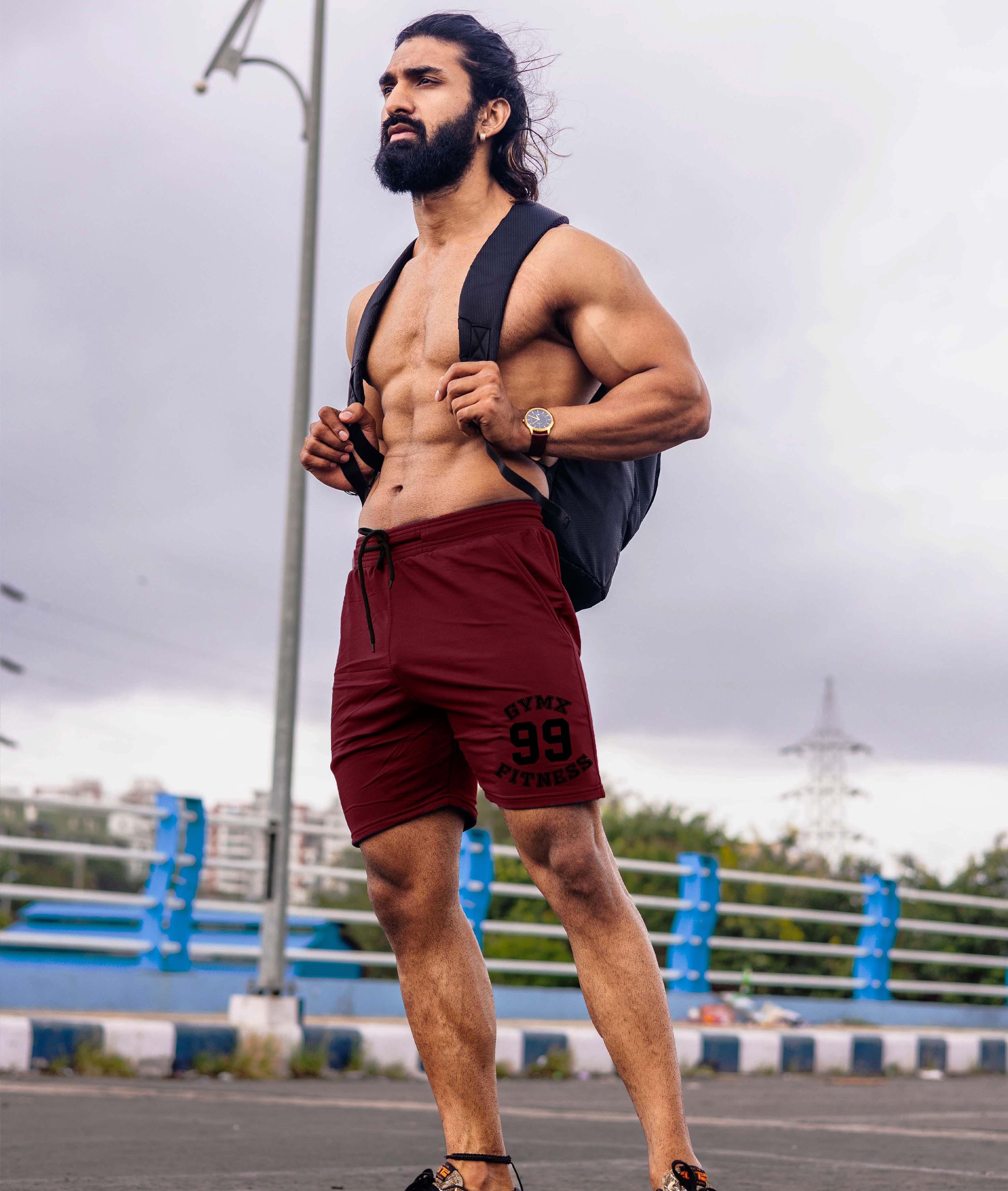 Oversized GymX Maroon Shorts: GymX 99 Fitness