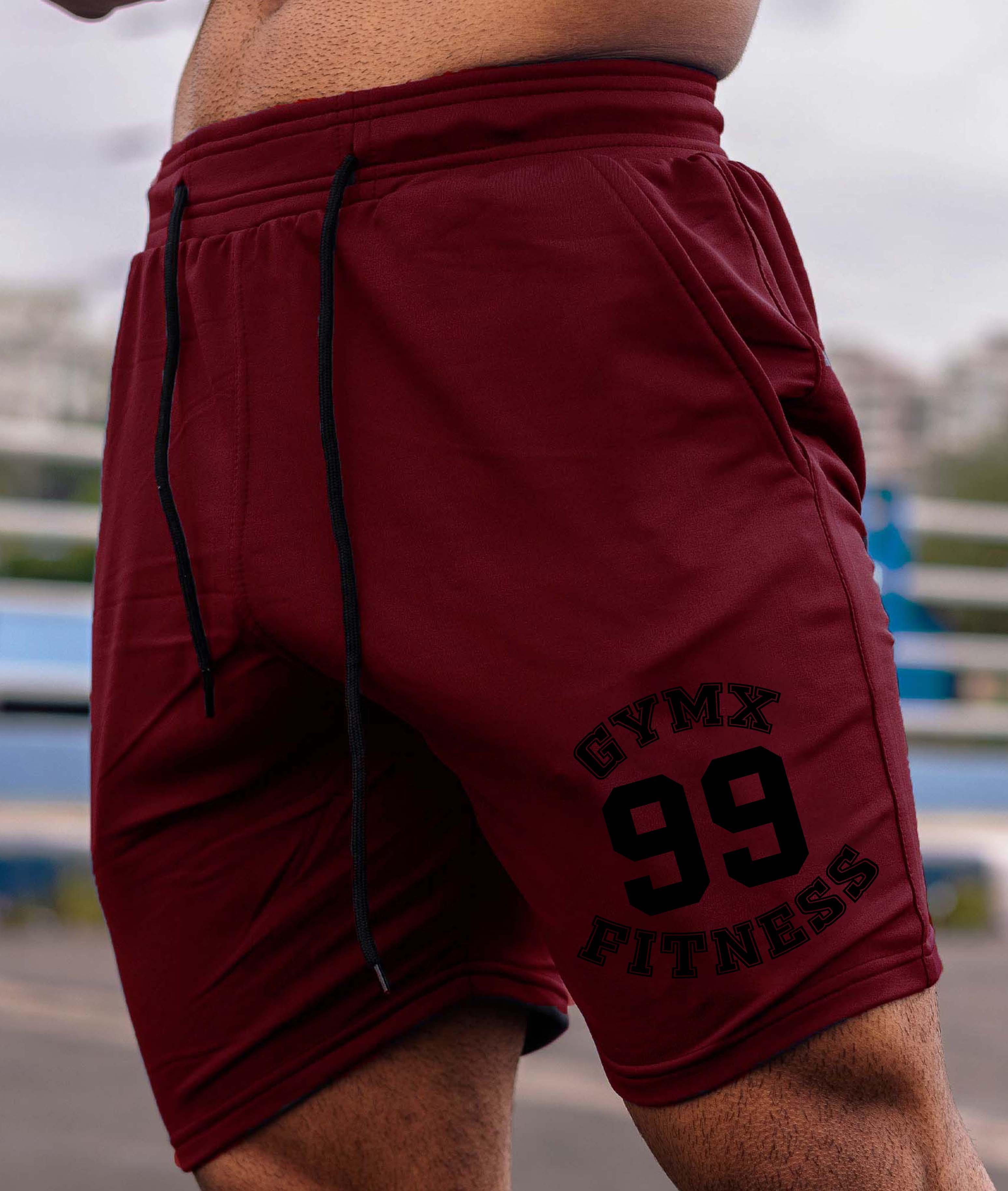 Oversized GymX Maroon Shorts: GymX 99 Fitness