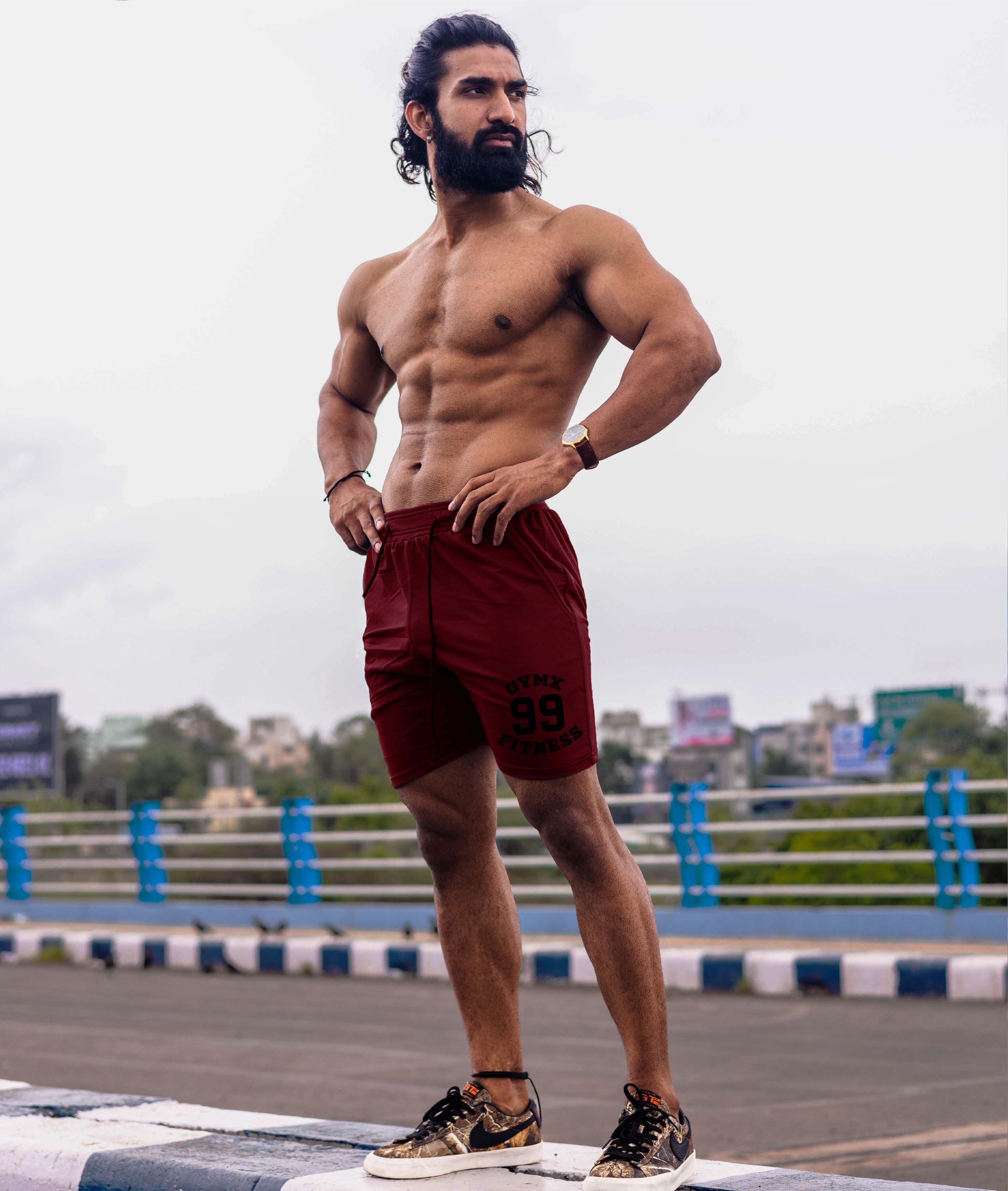 Oversized GymX Maroon Shorts: GymX 99 Fitness