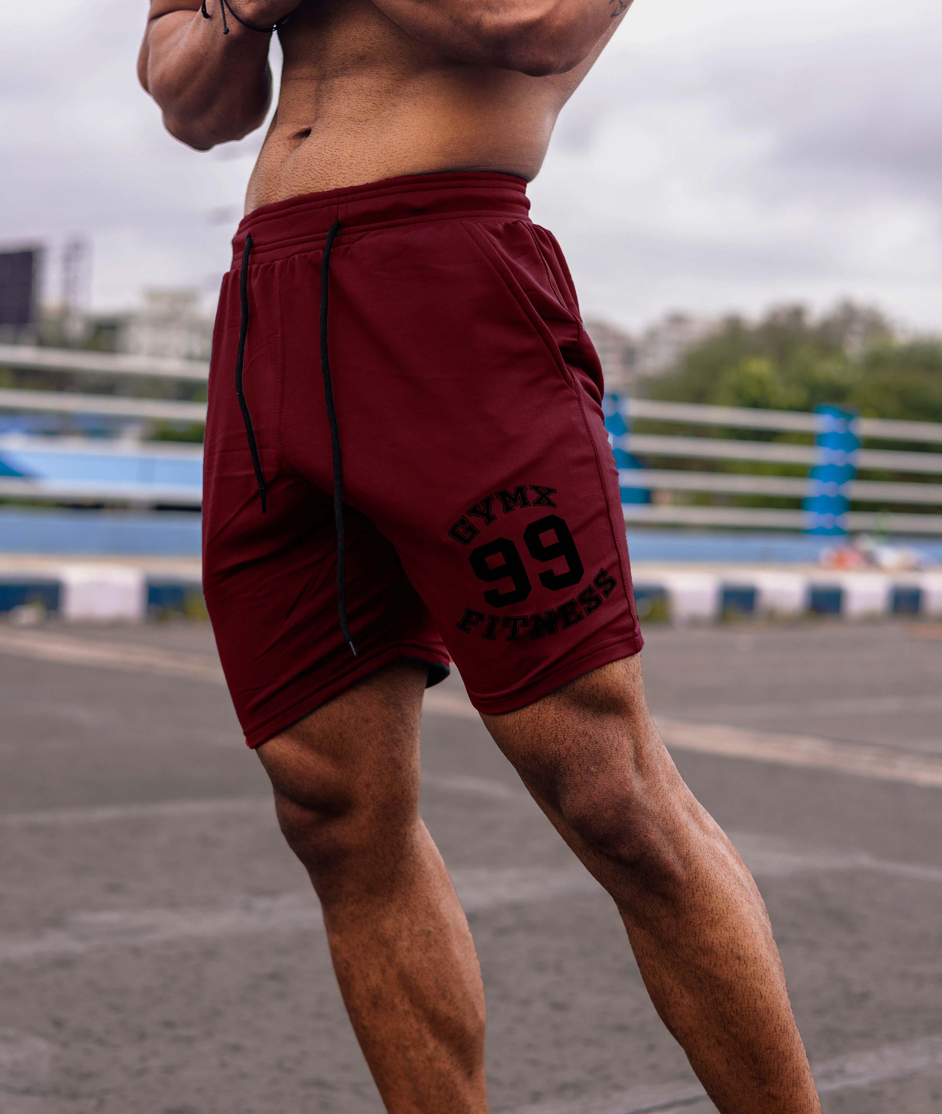 Oversized GymX Maroon Shorts: GymX 99 Fitness