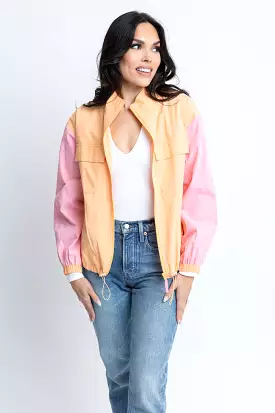 Pastel Color Block Utility Jacket