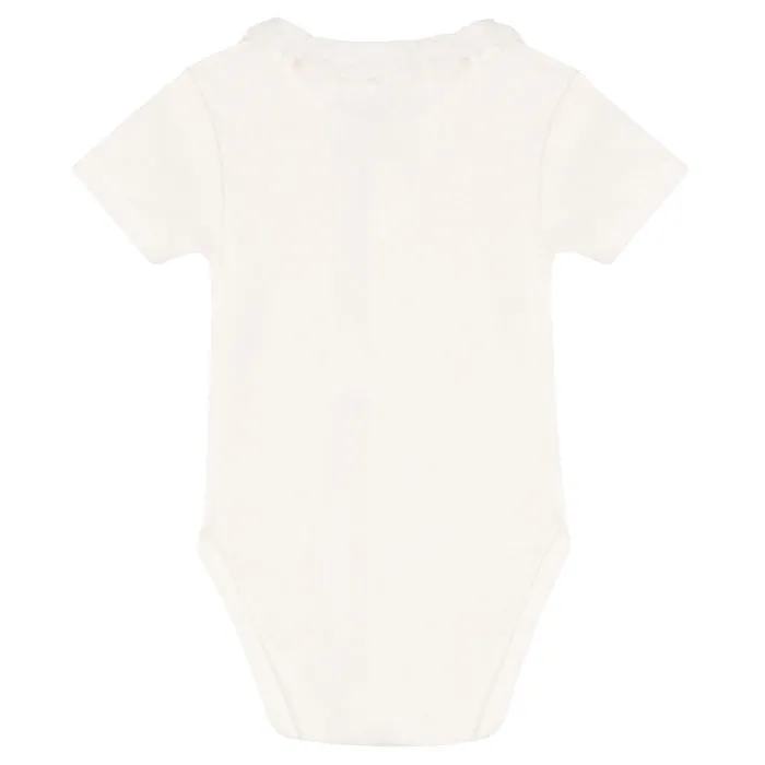 Petit Bateau Baby Ruffle Collared Bodysuit White