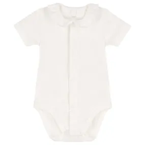 Petit Bateau Baby Ruffle Collared Bodysuit White