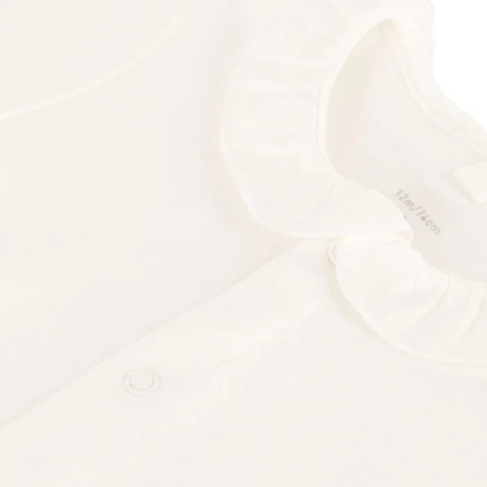 Petit Bateau Baby Ruffle Collared Bodysuit White