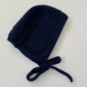 Petit Bec Navy Wool Bonnet: 3 Months