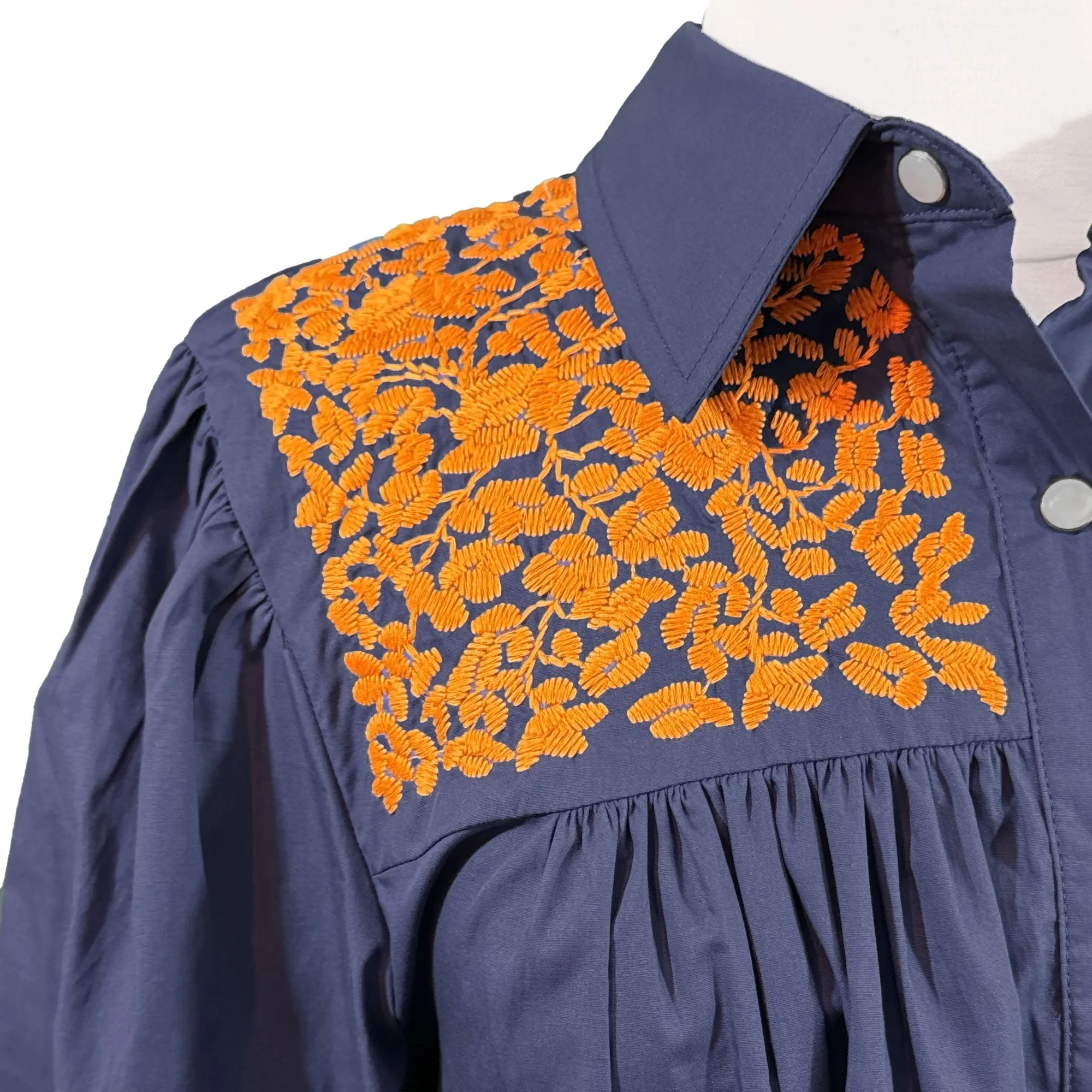 PRE-ORDER: Navy + Bright Orange Cowgirl Blouse (late August ship date)