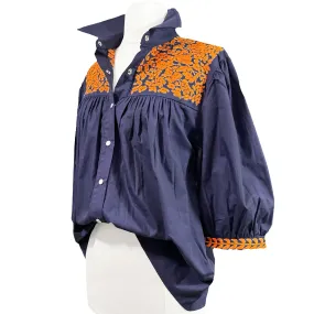 PRE-ORDER: Navy + Bright Orange Cowgirl Blouse (late August ship date)