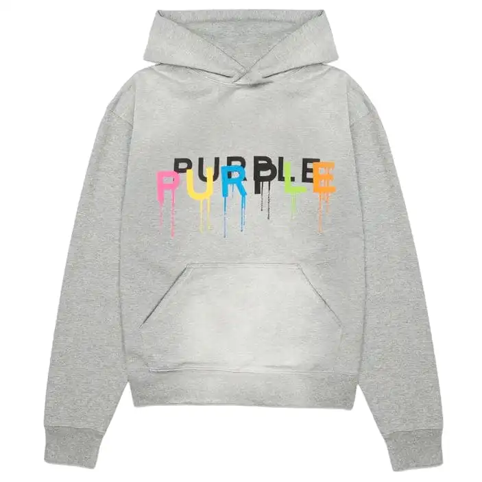 Purple Brand Painted Wordmark Hoodie (Heather Grey) P447-HHGW124