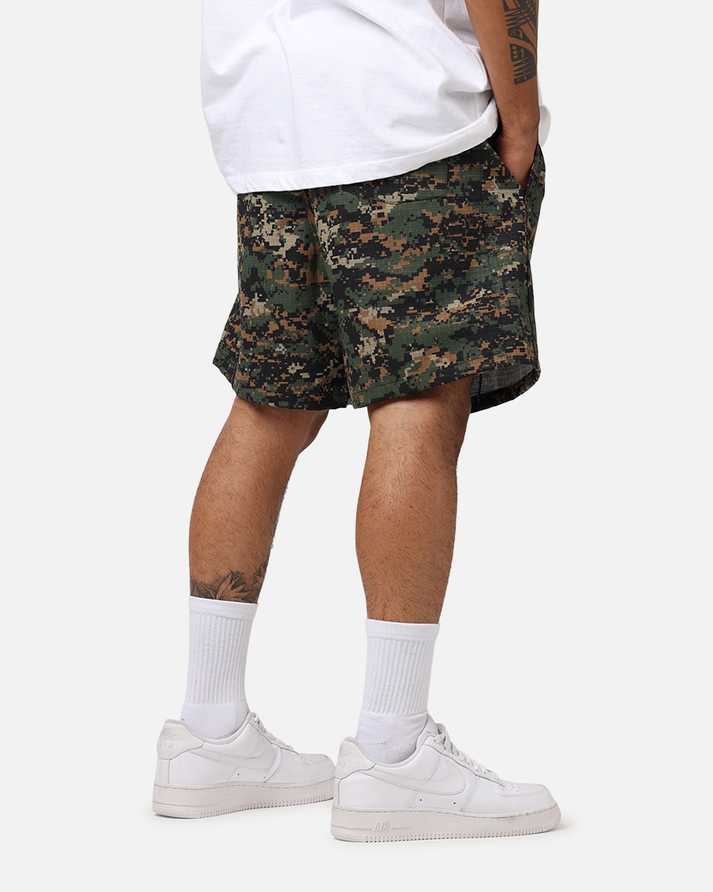 Raised By Wolves Barbarian Ripstop Camp Shorts Green Digi Camo