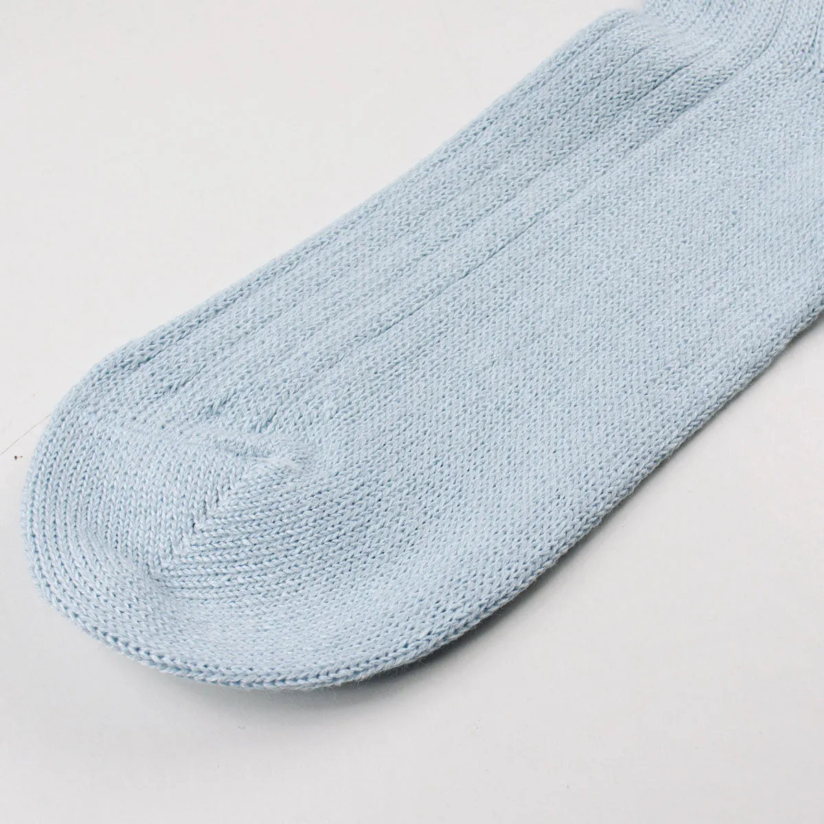 RoToTo - Linen Cotton Rib Socks - Pastel Blue