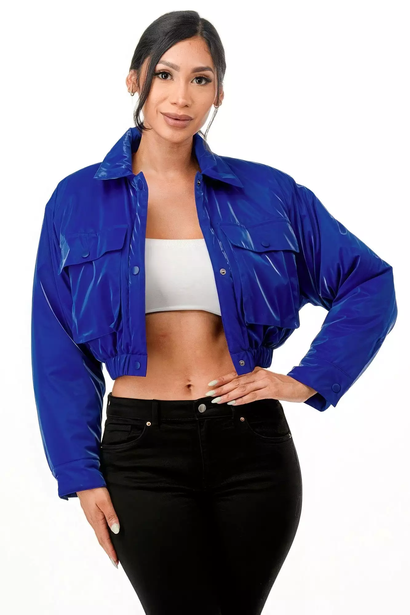 Shiny Puffer Bomber Jacket