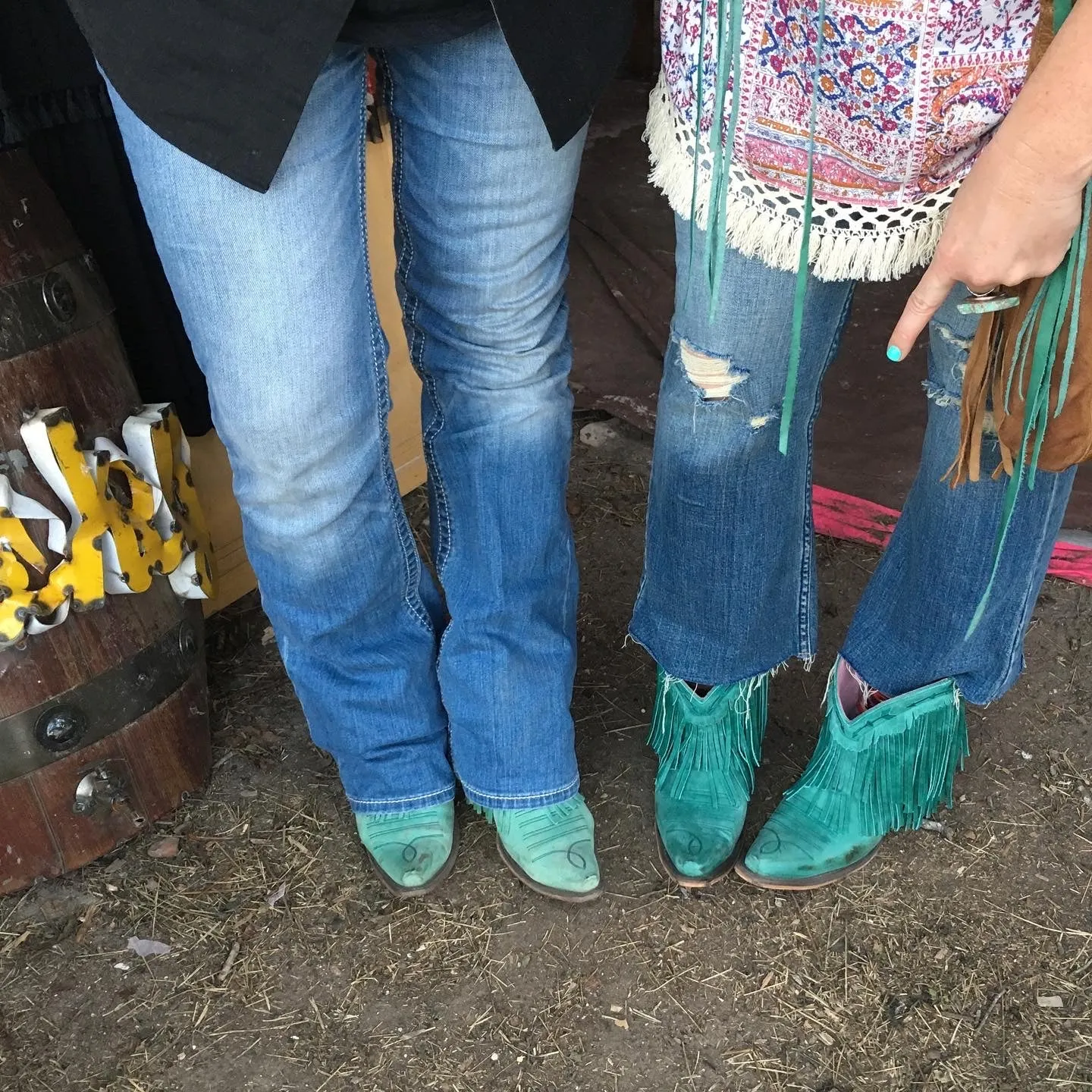 Spitfire Turquoise Leather Snip Toe Cowgirl Booties