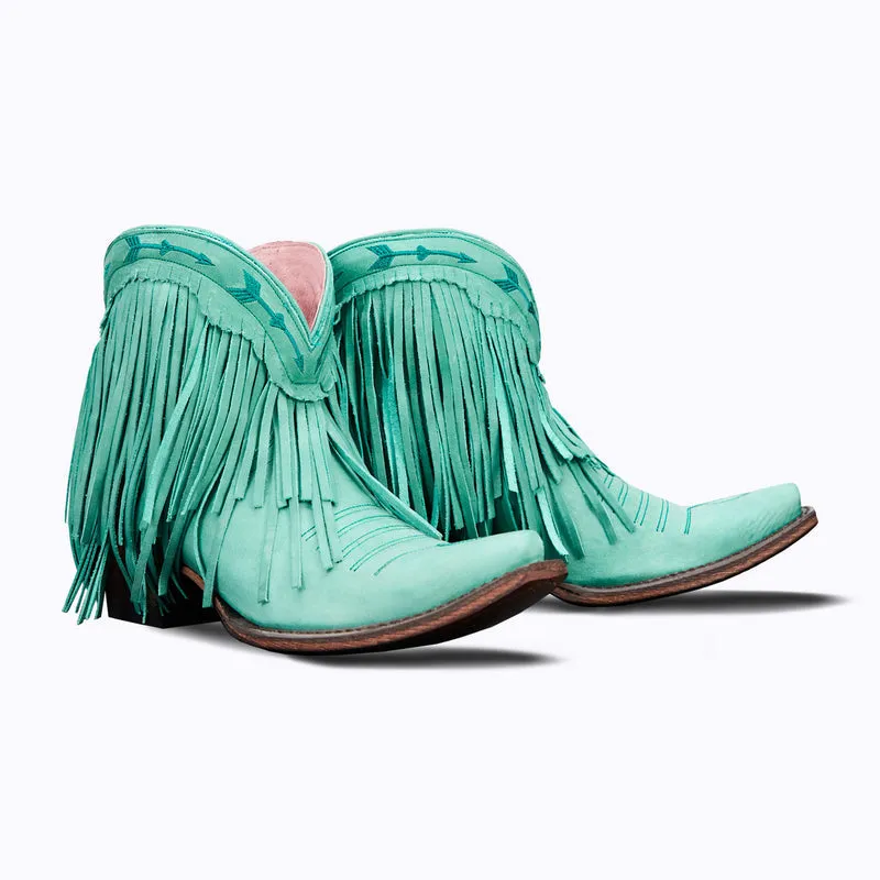 Spitfire Turquoise Leather Snip Toe Cowgirl Booties