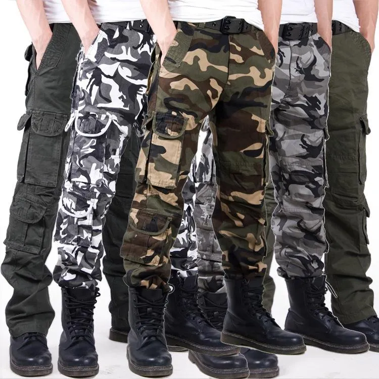 Spring Autumn Unisex Loose Multi-pocket Straight Cargo Pants Trousers