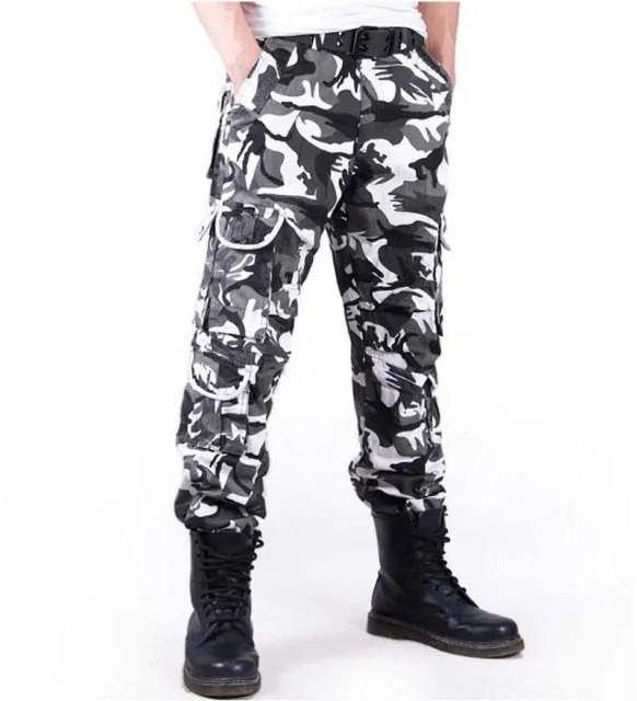 Spring Autumn Unisex Loose Multi-pocket Straight Cargo Pants Trousers