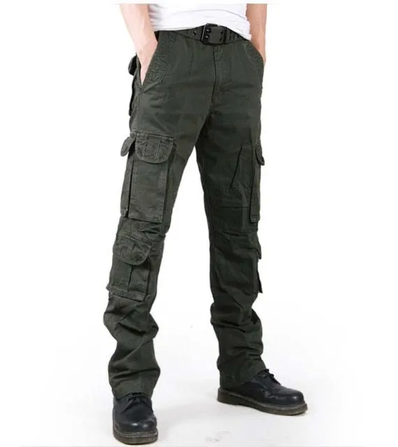 Spring Autumn Unisex Loose Multi-pocket Straight Cargo Pants Trousers