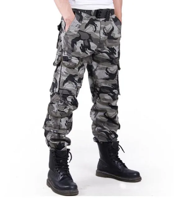 Spring Autumn Unisex Loose Multi-pocket Straight Cargo Pants Trousers