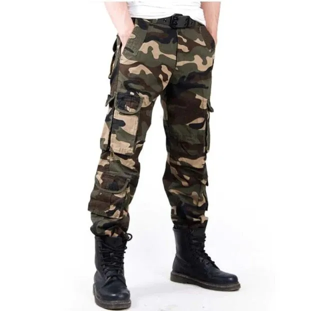 Spring Autumn Unisex Loose Multi-pocket Straight Cargo Pants Trousers