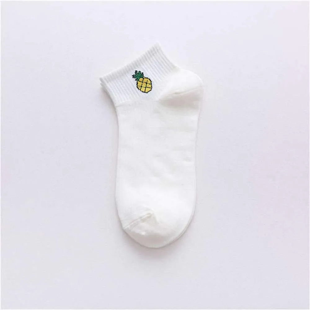 Spring Summer Fresh Fruit Art Boat Comfortable White Cotton Socks