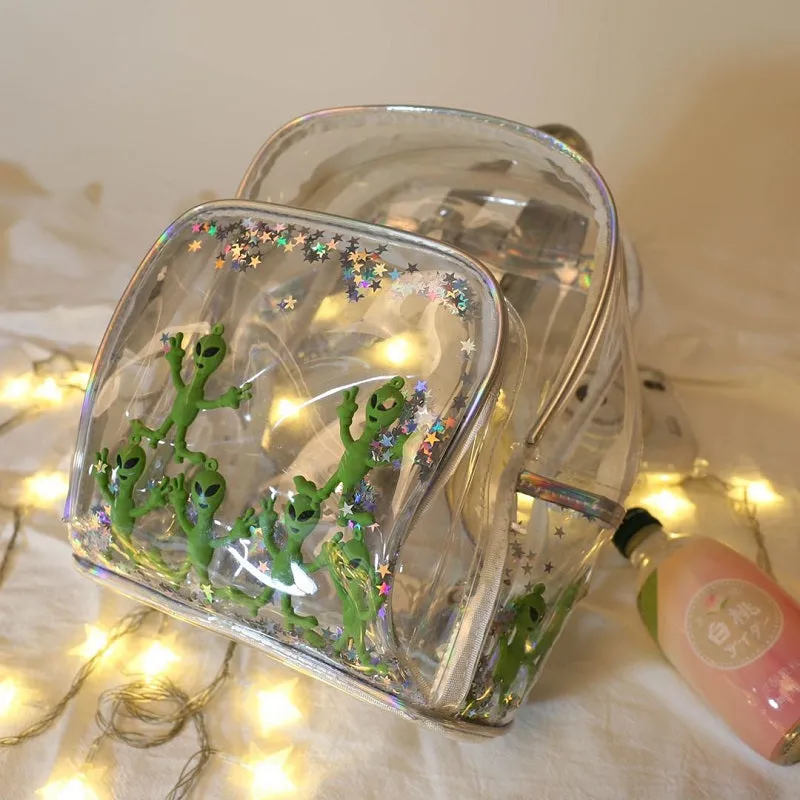 STREET FASHION LASER ALIEN TRANSPARENT BACKPACK BY91005