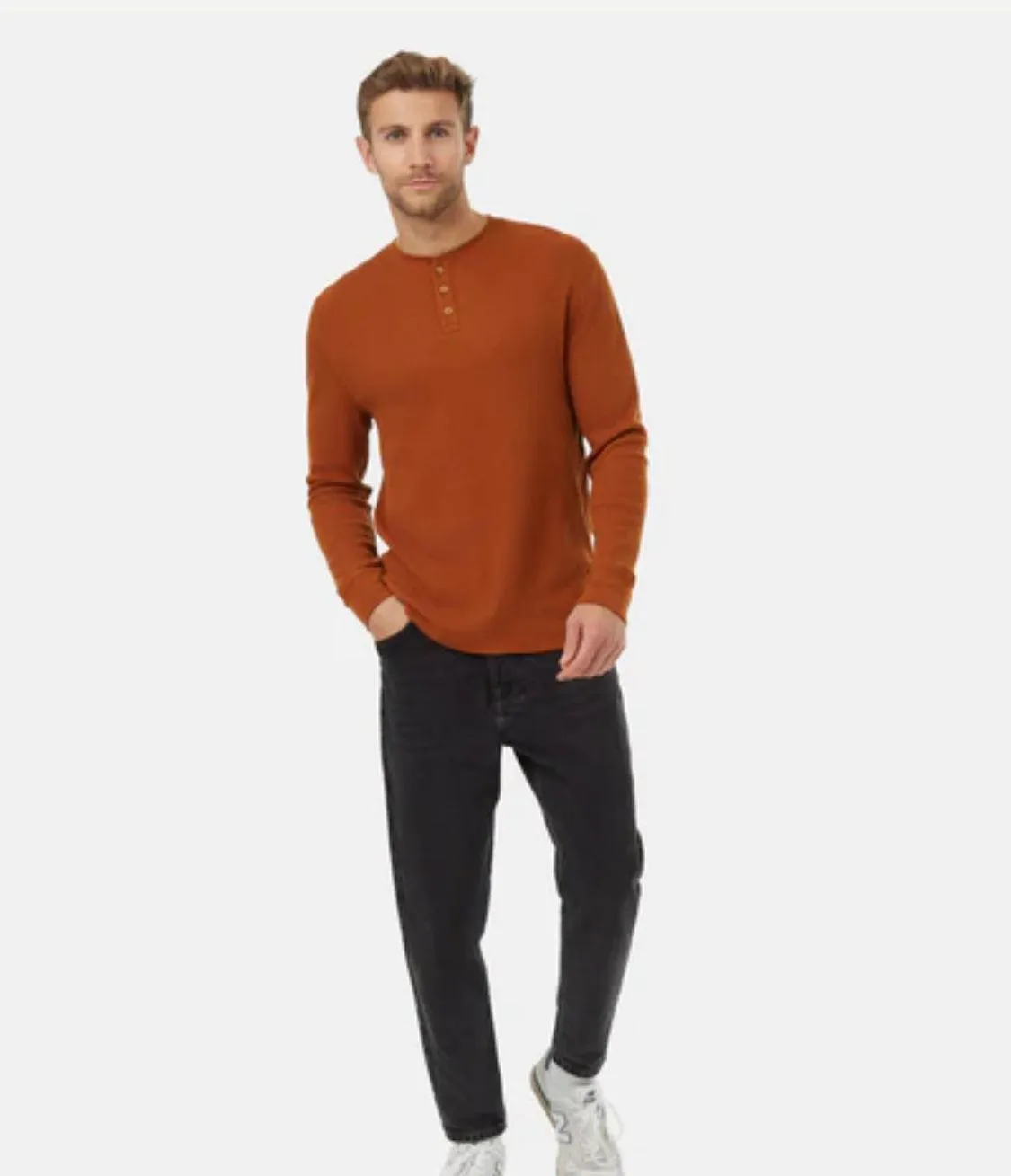 Tentree TreeWaffle Henley Longsleeve In Toffee